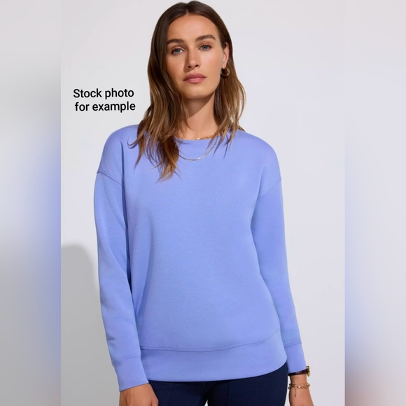 Size Med ladies Mondetta Crew neck pastel blue long sleeve pullover - Picture 4 of 11